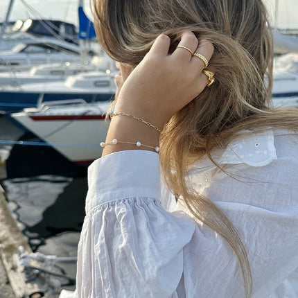 Armbånd i sølv og forgyldt sølv med og uden perle og sten - Merleperle