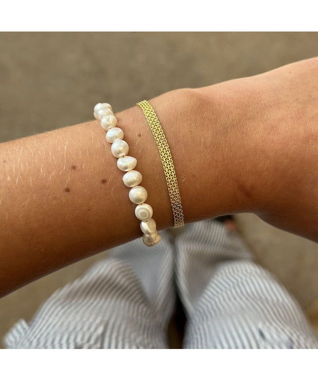 Amalia perlearmbånd i forgyldt sølv med perlerMerlePerleMerleperle