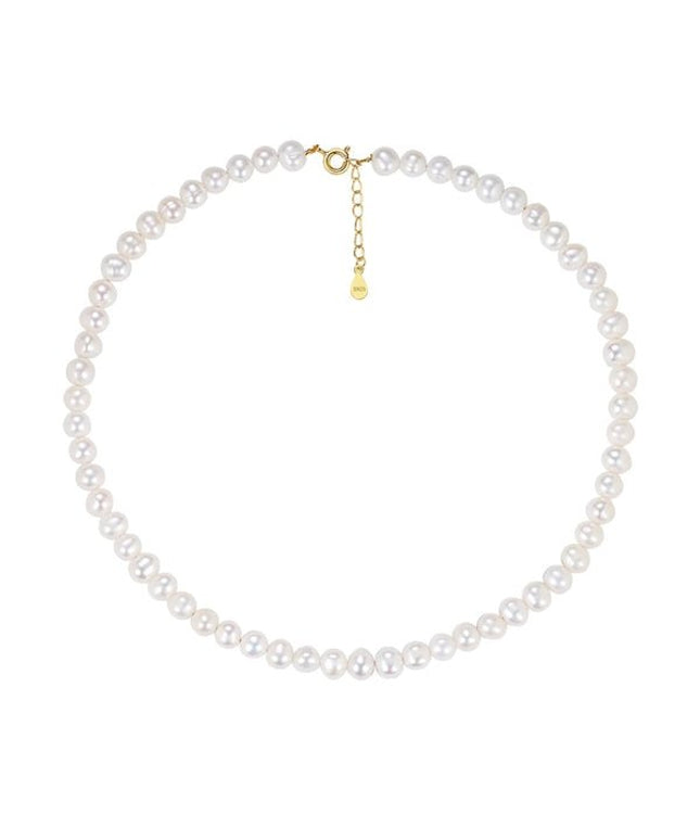 Alyah Perlehalskæde i forgyldt sølvMerlePerleMerleperle