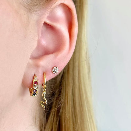 Snake Hoops i forgyldt sølv m. zirkonia