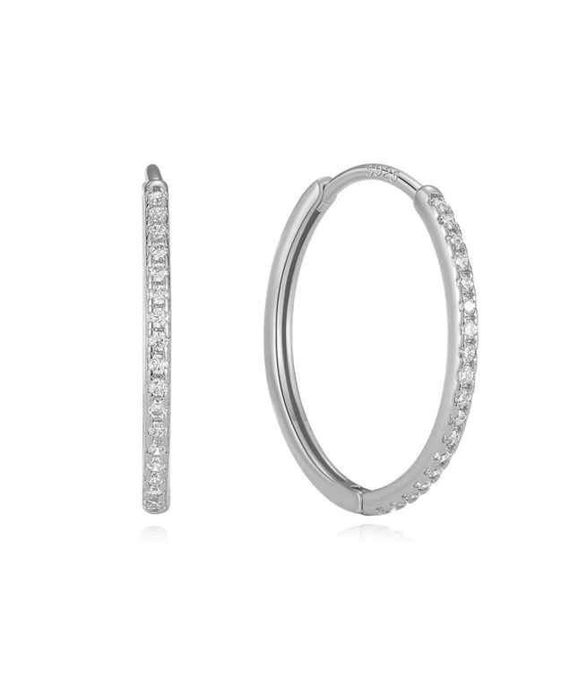 Tina hoops i sølv med zirkonia 25 mm