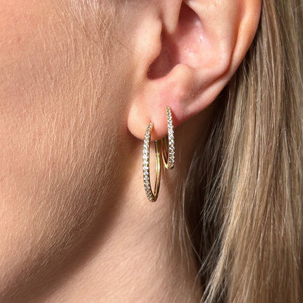Tina hoops i forgyldt sølv m. zirkonia. 25 mmMerlePerleMerleperle