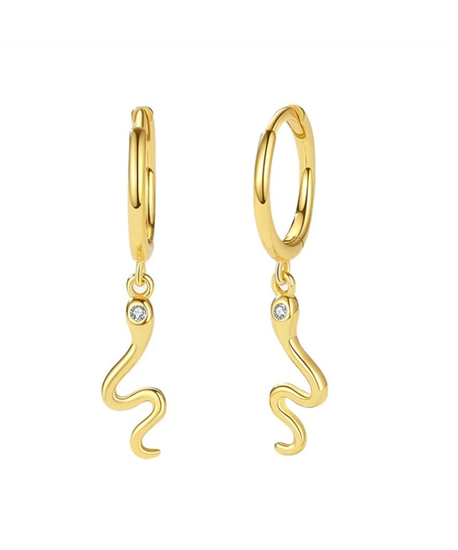 Snake Hoops i forgyldt sølv m. zirkonia