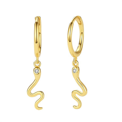 Snake hoops i forgyldt sølv med zirkonia