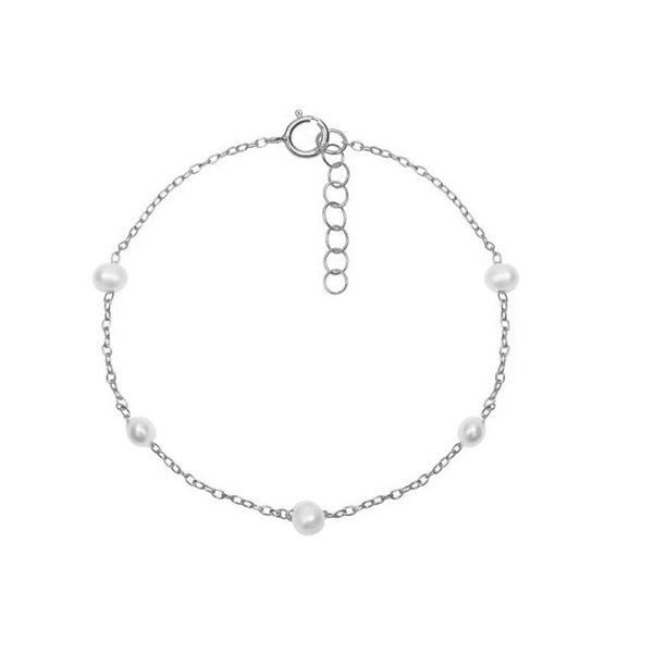 Agnes perlearmbånd i sølv med fem perler