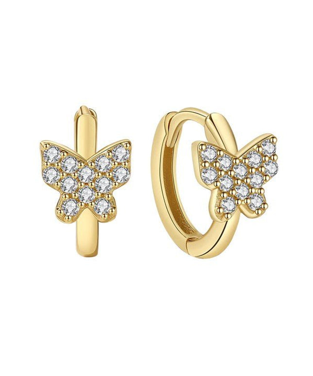 Butterfly hoops i forgyldt sølv m. zirkoniaMerlePerleMerleperle