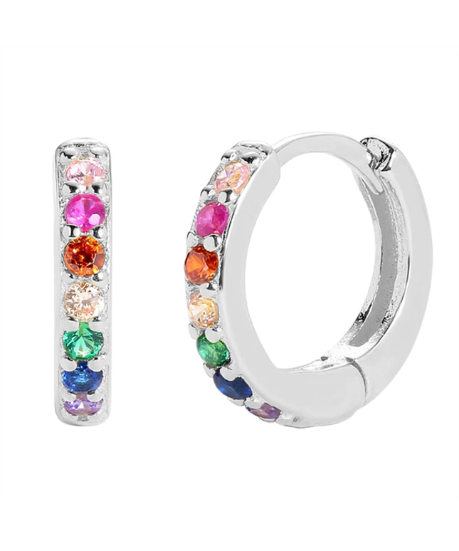 Josephine hoops i sølv m. regnbue zirkonia